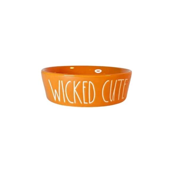 NWT Rae Dunn Halloween Cat Dog Food Bowl Dish Orange WICKED CUTE pumpkin - Picture 7 of 7